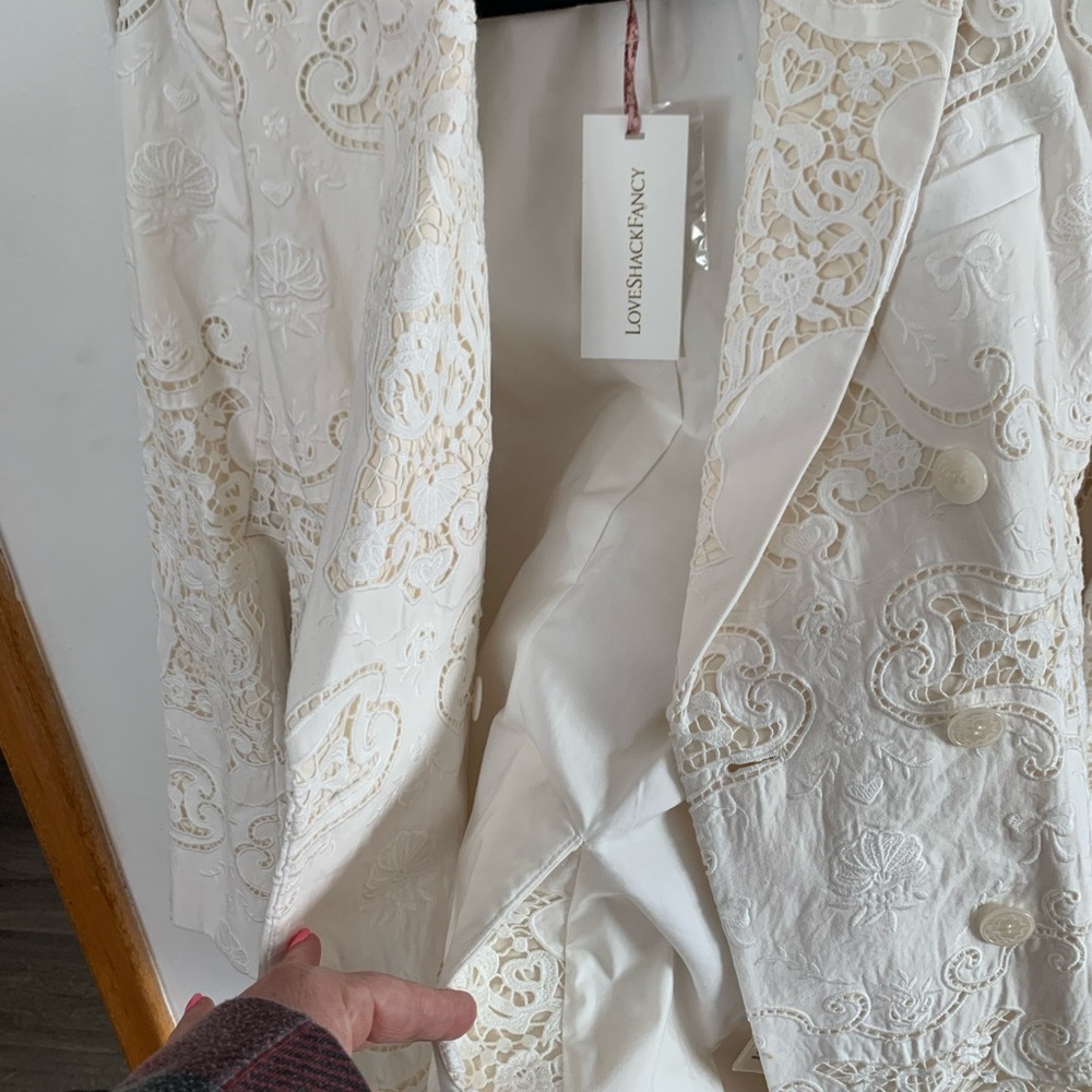 LoveShackFancy Cream Lace Blazer - Picture 8 of 10